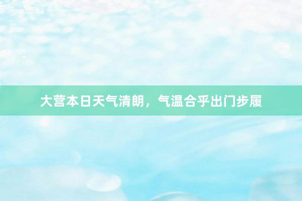 大营本日天气清朗，气温合乎出门步履